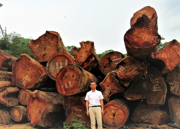 写真2 熱帯林伐採の現場にて.JPG